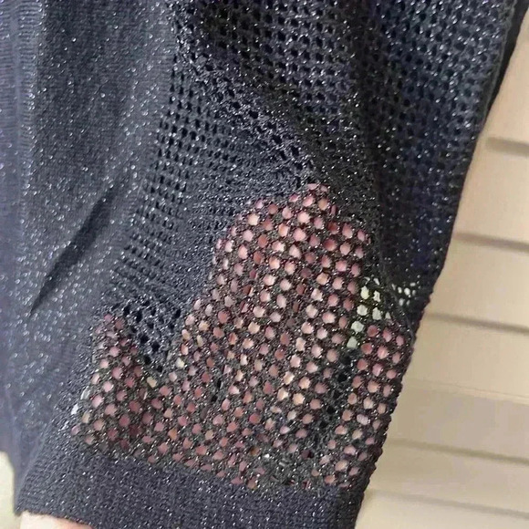 Anthropologie Moth Asymmetrical Metallic Lightweight Sweater Size Small Navy - Picture 8 of 11